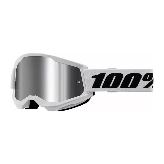 100% MX Goggles Strata 2 White Silver Mirror